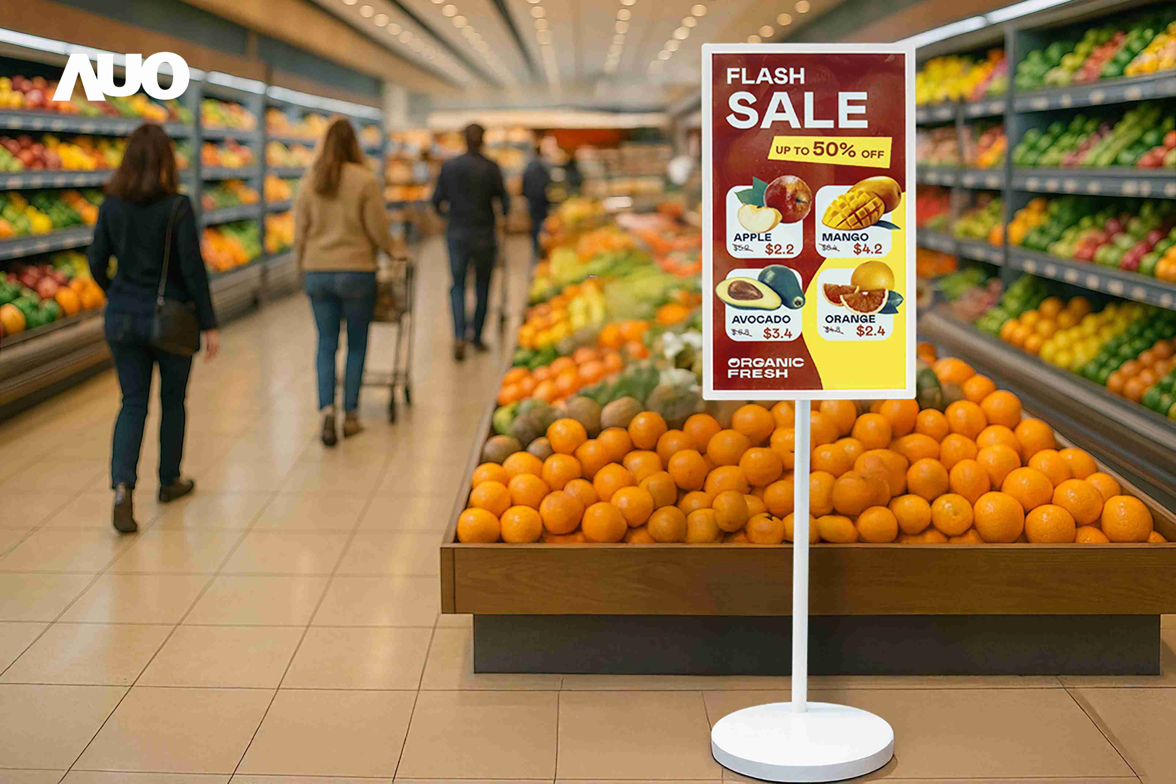 达擎首亮相低功耗、、全彩的〝aecoPost电子纸解决方案〞，，，，仅在更新画面时需要微量的电力驱动，，，无需布建电线的便捷设计，，使其可灵活应用、、随意置放，，，，并可透过云端或行动装置app，，，轻松管理及排程广告内容，，晋升店头营销利器。。。。